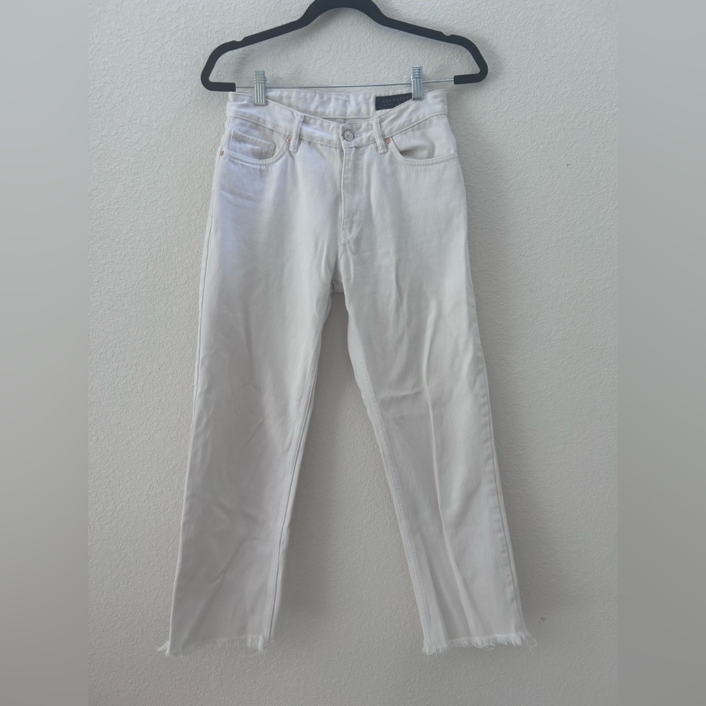 All Saints Ava White Raw Edge Straight Jeans Size 27